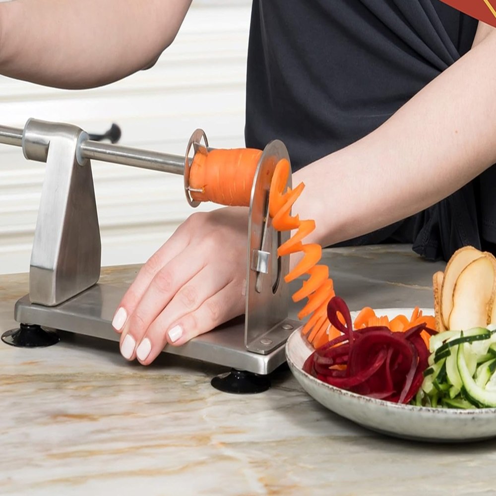 Espiralizador de verduras Homarden que transforma tus ingredientes en espirales finas y decorativas para ensaladas y platos gourmet.
