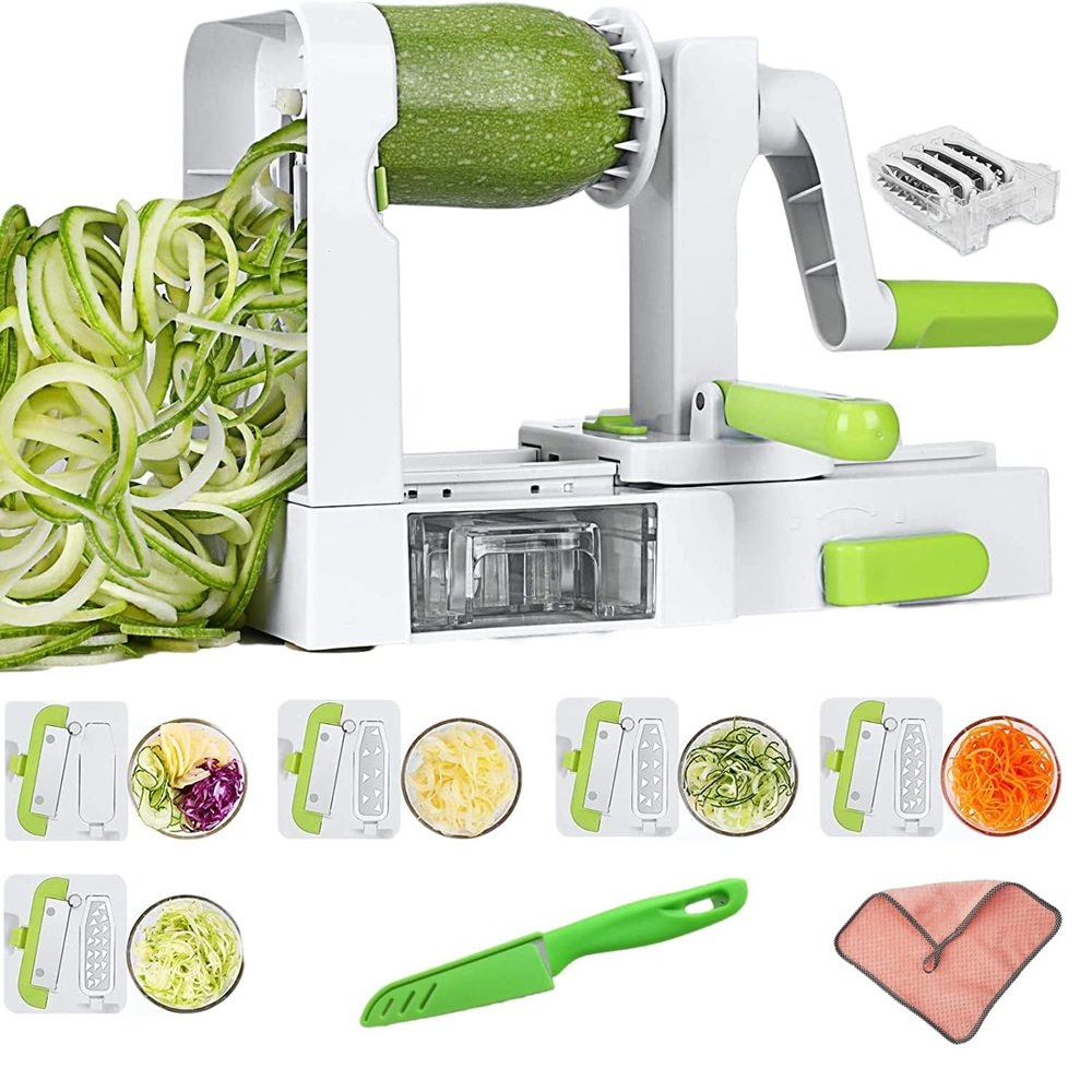 Espiralizador manual NEWYOUTH para cortar verduras en espirales perfectas. Diseño ergonómico y fácil de usar para crear platos saludables.